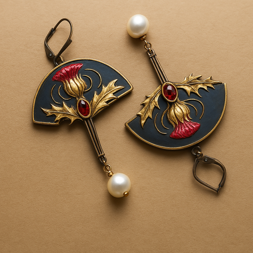 BettyRae™ - Boho Earrings with Pearls and Red Crystal