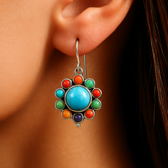 BettyRae - Multicoloured Turquoise Look Round Earrings