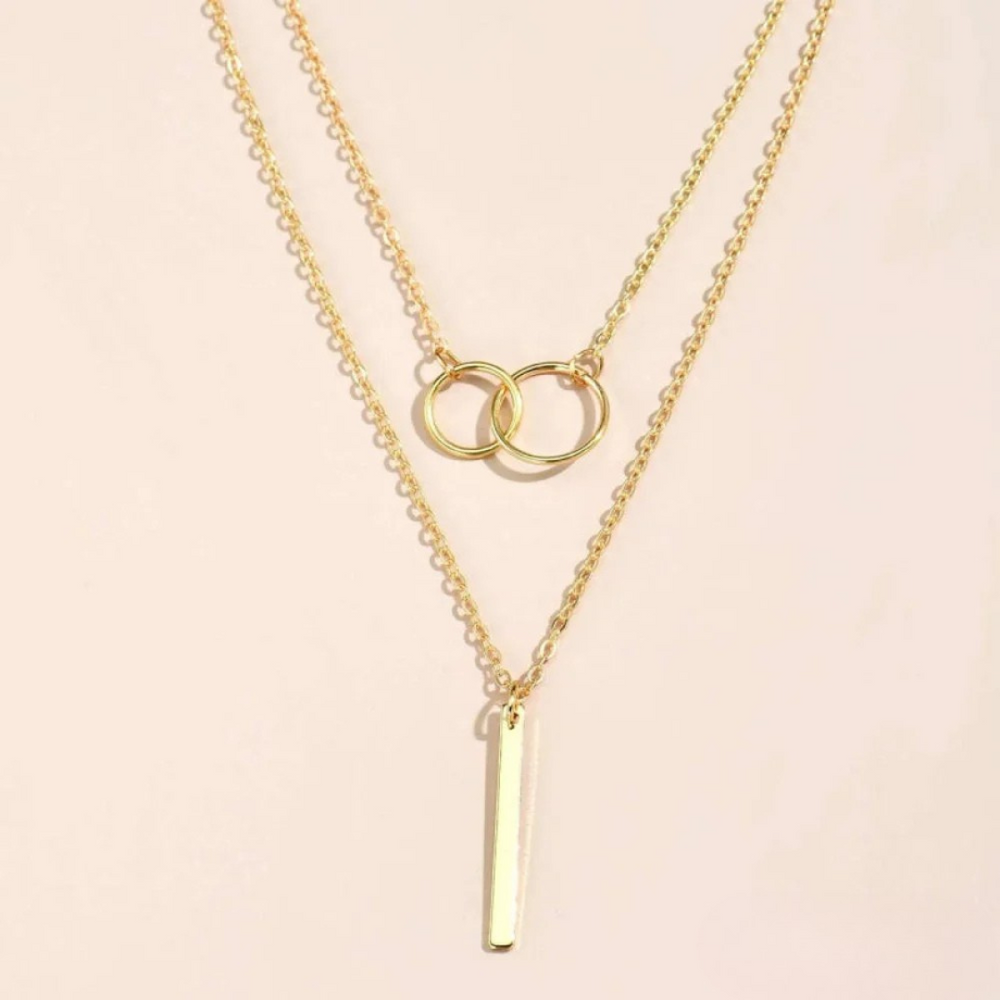 BettyRae™ - Vintage Gold Dual Circle Pendant Necklace