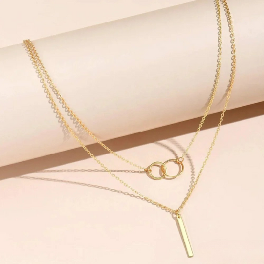 BettyRae™ - Vintage Gold Dual Circle Pendant Necklace