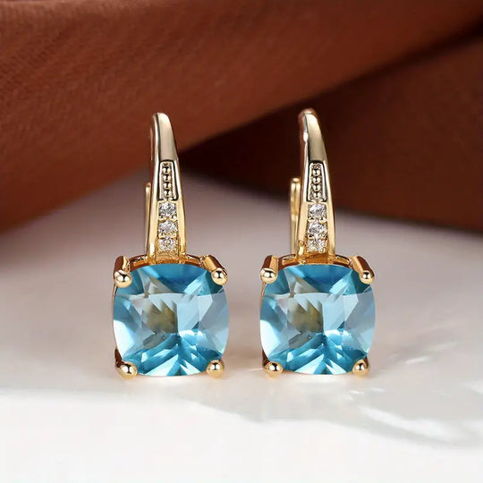 BettyRae - Mystic Sapphire Stone Hoop Gold Earrings