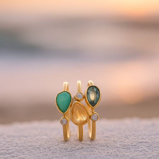 BettyRae - Ring in gold brass with colored zirconia