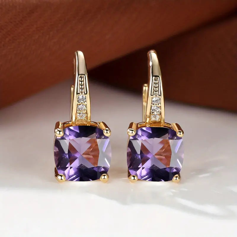 BettyRae - Mystic Sapphire Stone Hoop Gold Earrings