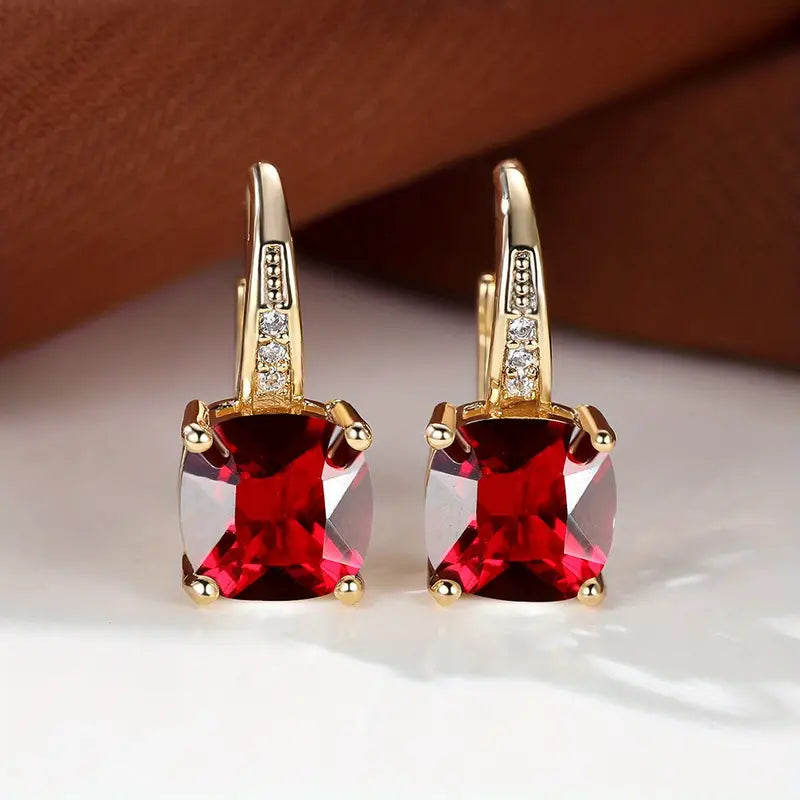 BettyRae - Mystic Sapphire Stone Hoop Gold Earrings