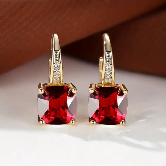 BettyRae - Mystic Sapphire Stone Hoop Gold Earrings