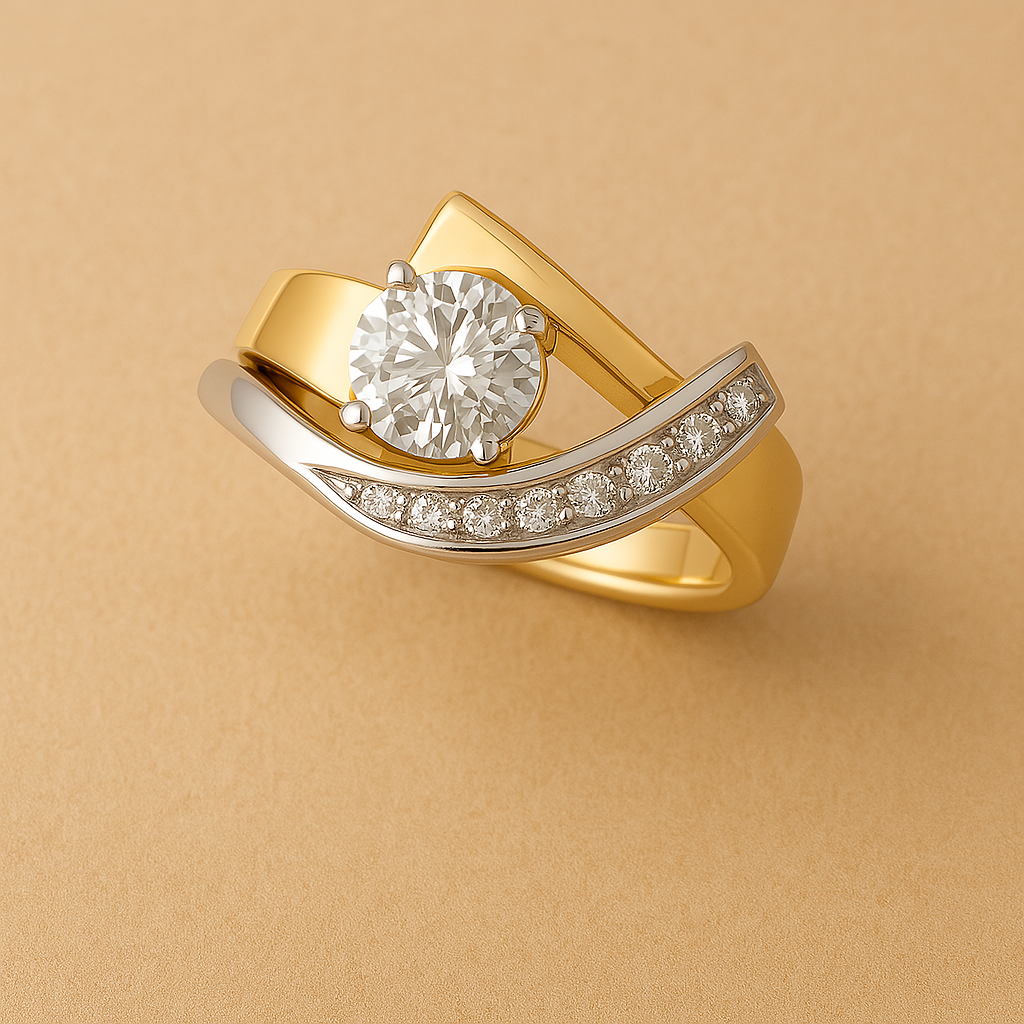 BettyRae - Vintage Golden & Silvery Zirconia Ring