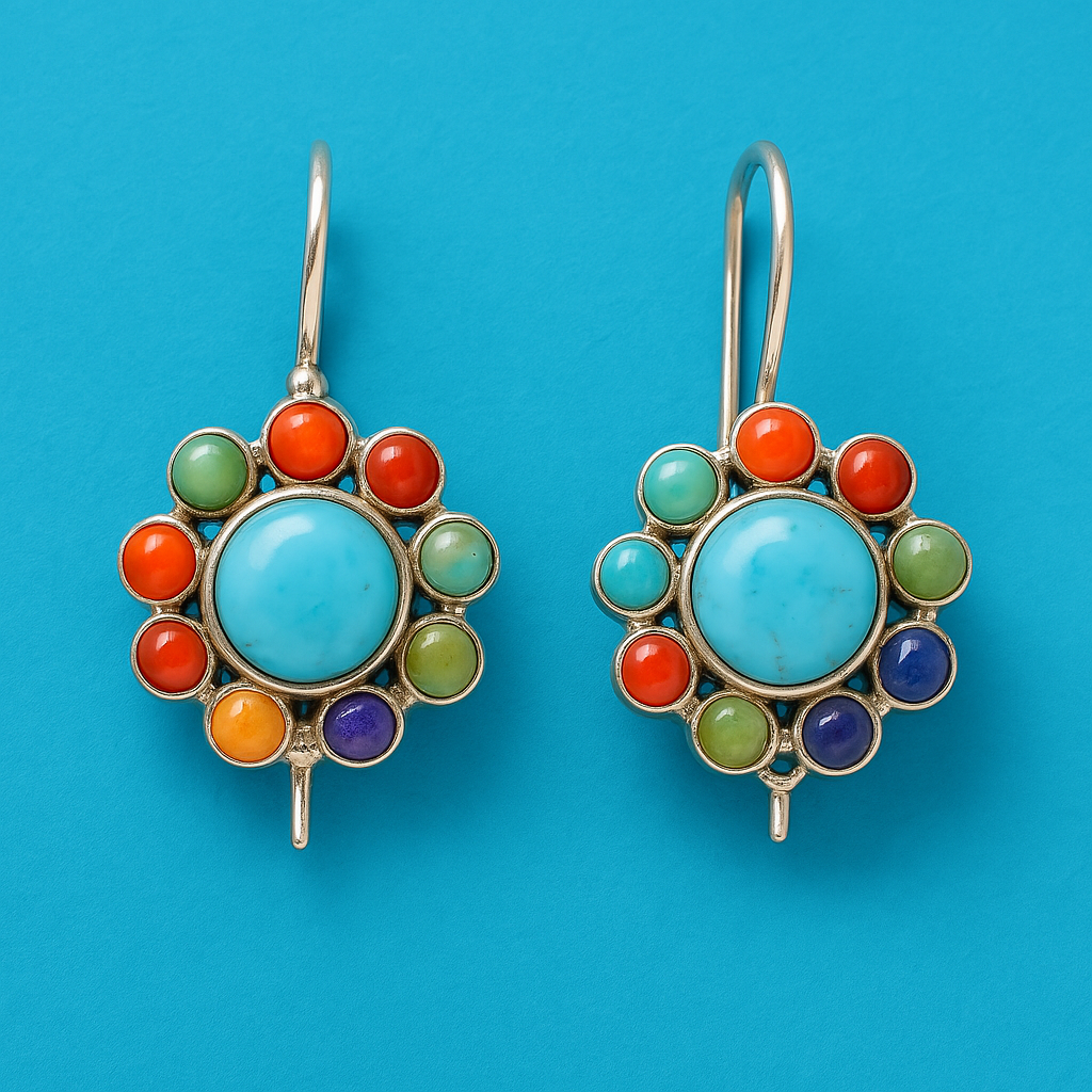 BettyRae - Multicoloured Turquoise Look Round Earrings
