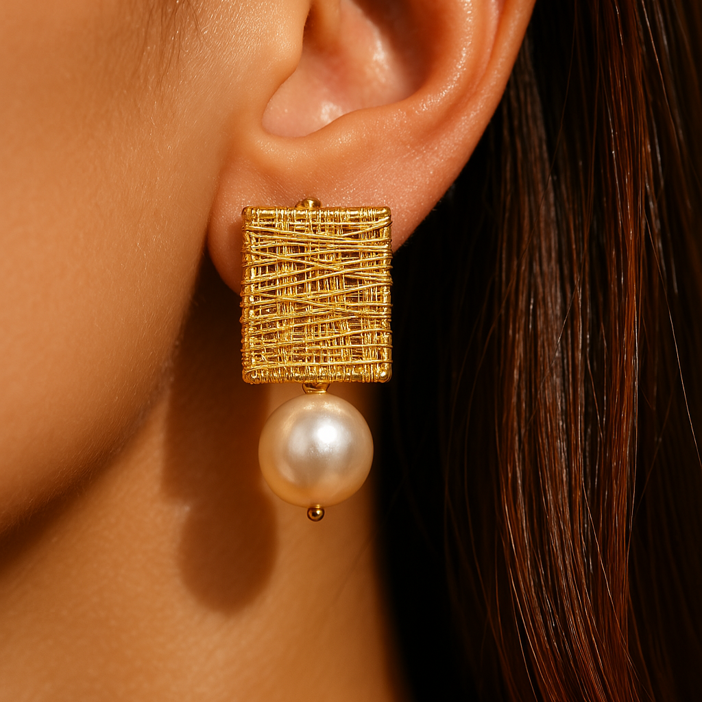 BettyRae™ - Vintage Golden Threads with Pearls Earrings