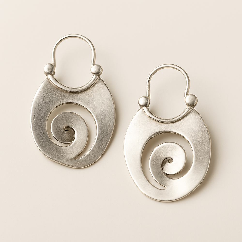 BettyRae™ - Vintage Irregular Form Silver Earrings