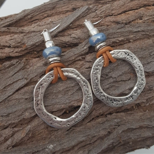 BettyRae™ - Vintage Boho Silver Circle Earrings