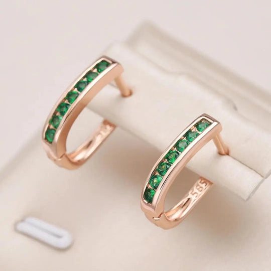 BettyRae™ - Emerald diamond earrings in gold