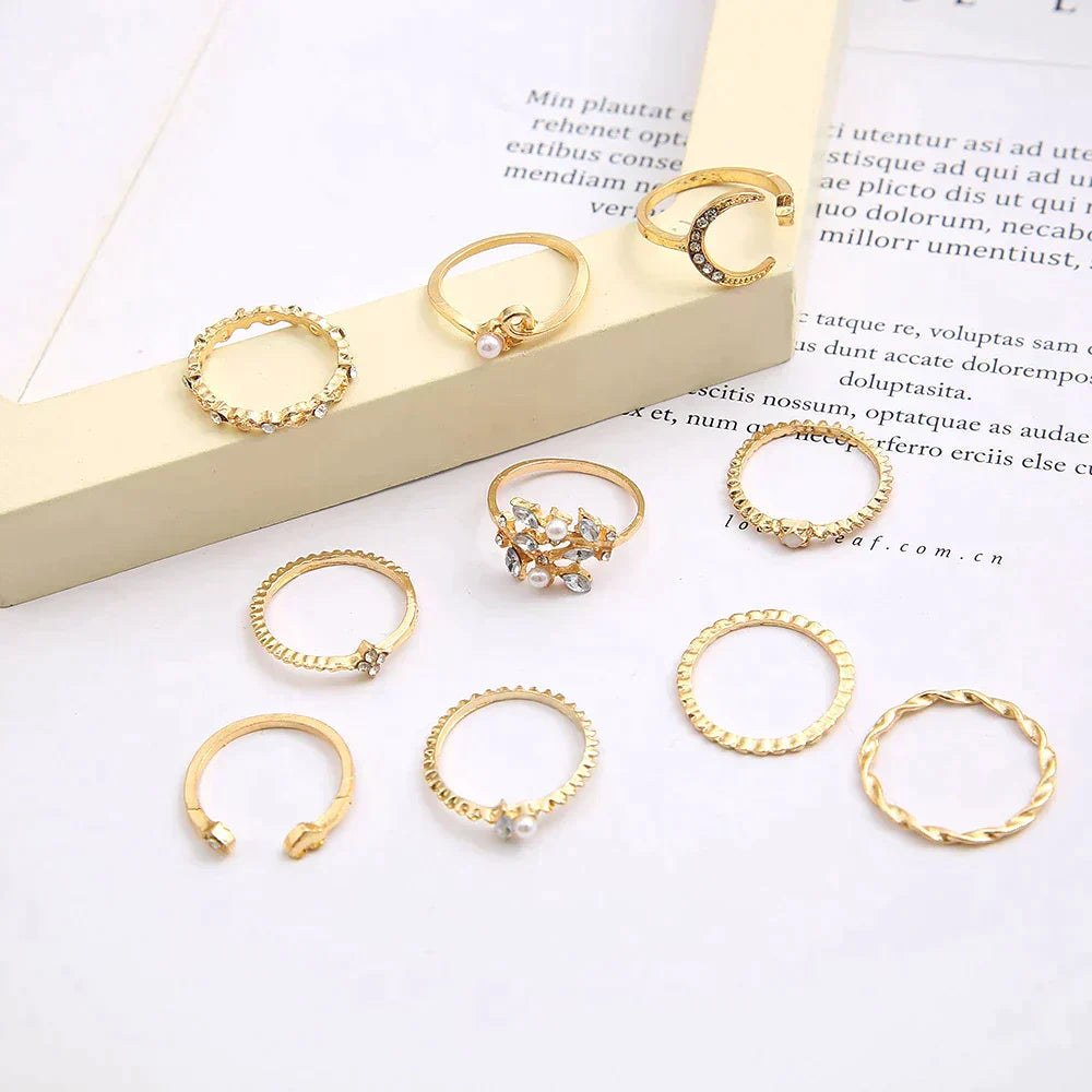 BettyRae - 10 Pack of Bohemian Silvery and Golden Rings