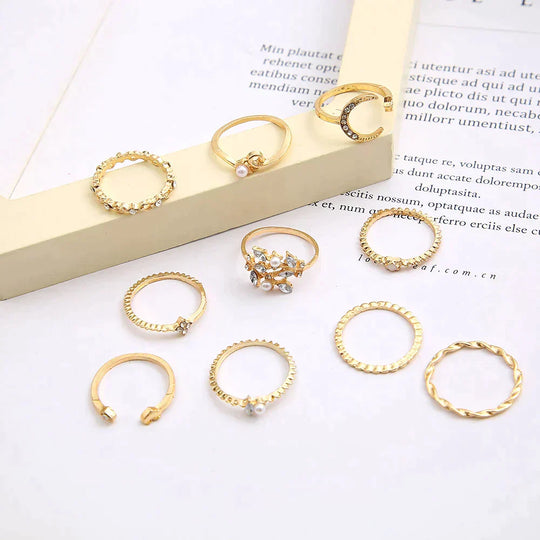 BettyRae - 10 Pack of Bohemian Silvery and Golden Rings