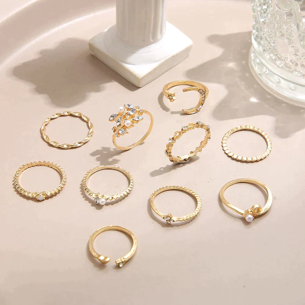 BettyRae - 10 Pack of Bohemian Silvery and Golden Rings