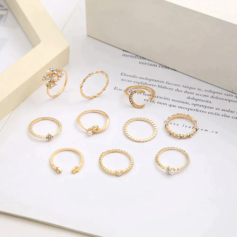 BettyRae - 10 Pack of Bohemian Silvery and Golden Rings