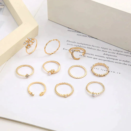 BettyRae - 10 Pack of Bohemian Silvery and Golden Rings