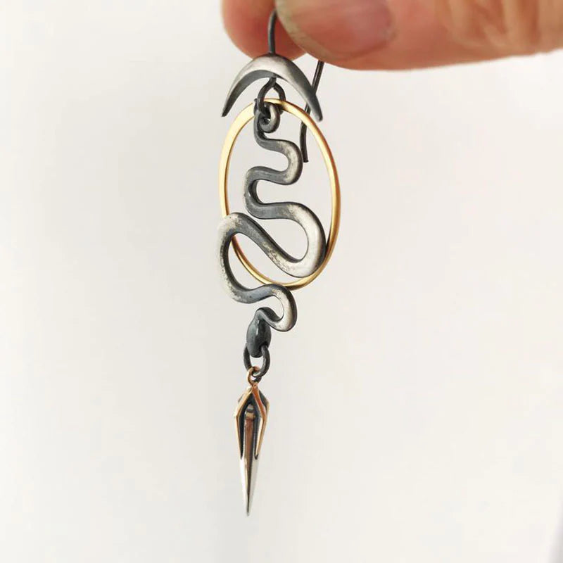BettyRae - Irregular Geometric Spiral Earrings Serpentine