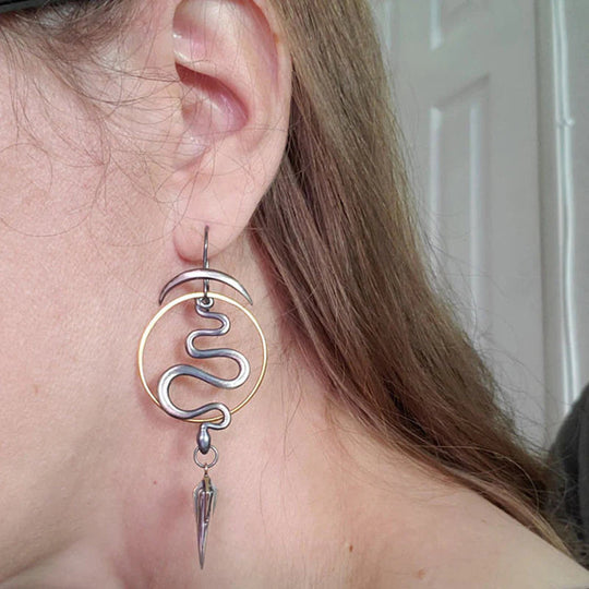 BettyRae - Irregular Geometric Spiral Earrings Serpentine