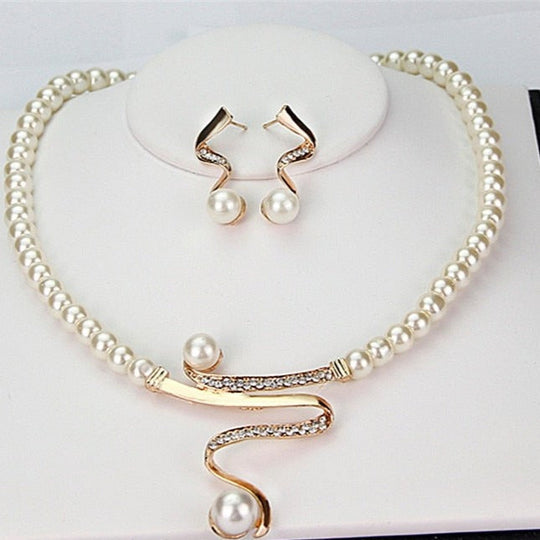 BettyRae - Pearl Look Necklace + Earrings Set