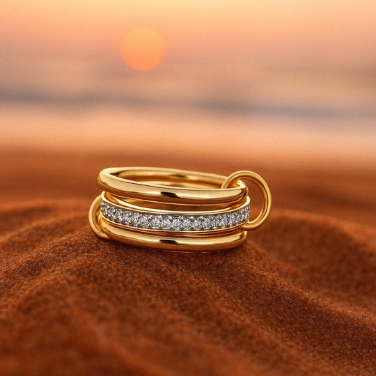 BettyRae - Golden Triple Ring with Zirconia