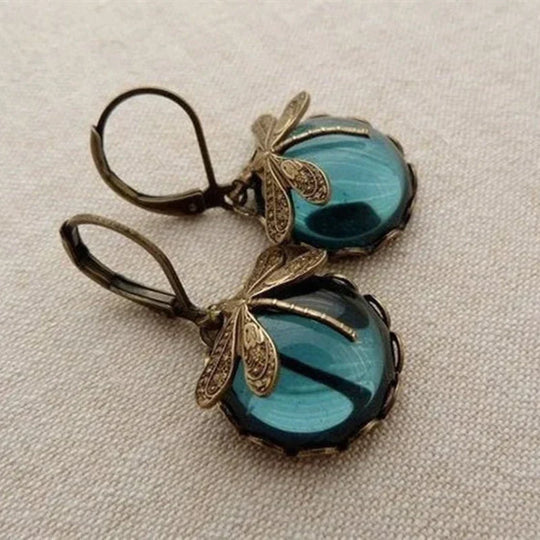 BettyRae™ - Spherical Dragonfly Earrings in Antique Gold