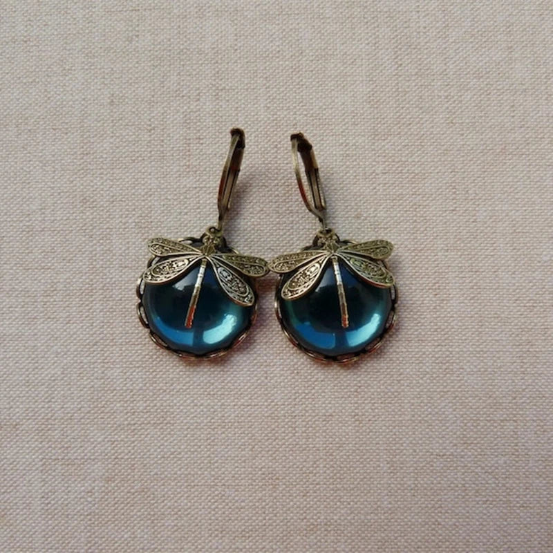 BettyRae™ - Spherical Dragonfly Earrings in Antique Gold