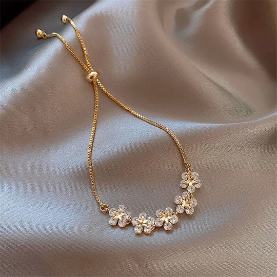BettyRae - Luxury Crystal Flower Bracelet in Gold