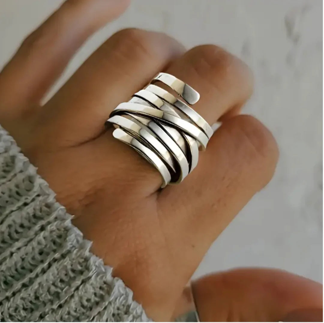 BettyRae - Vintage Thick Layer Silver Ring