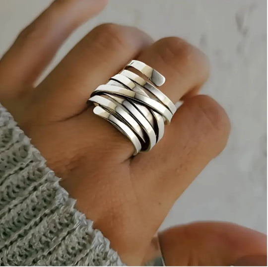 BettyRae - Vintage Thick Layer Silver Ring