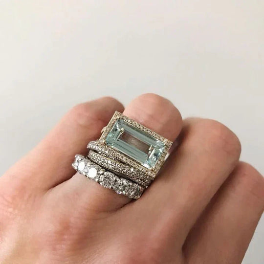 BettyRae - Vintage Silvery Turquoise Look Ring Set