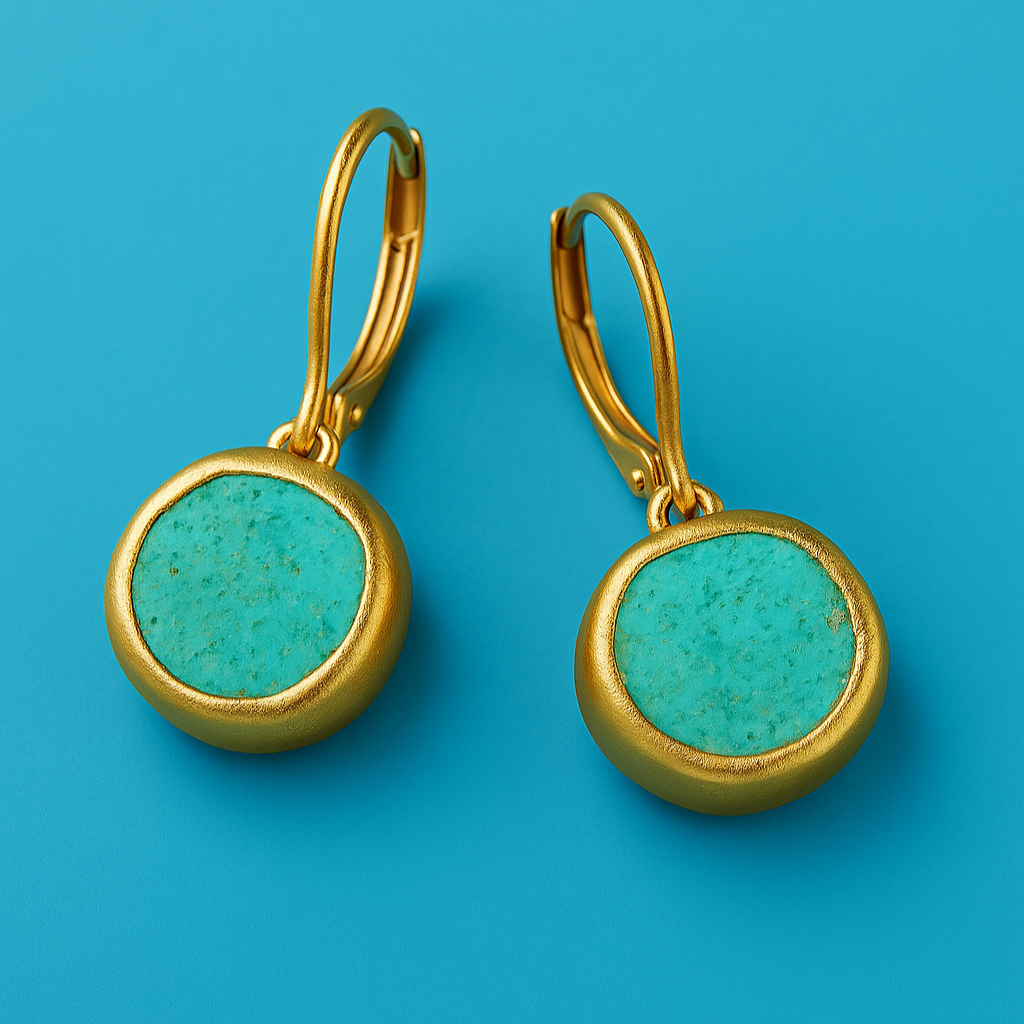 BettyRae™ - Gold Earrings with Turquoise Stone