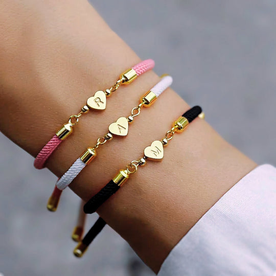 BettyRae - Adjustable Heart Letter Initial Bracelets