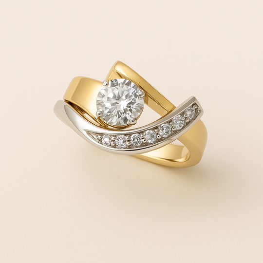 BettyRae - Vintage Golden & Silvery Zirconia Ring