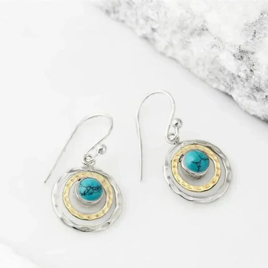 BettyRae - Boho Saturn Earrings: Turquoise & Gold