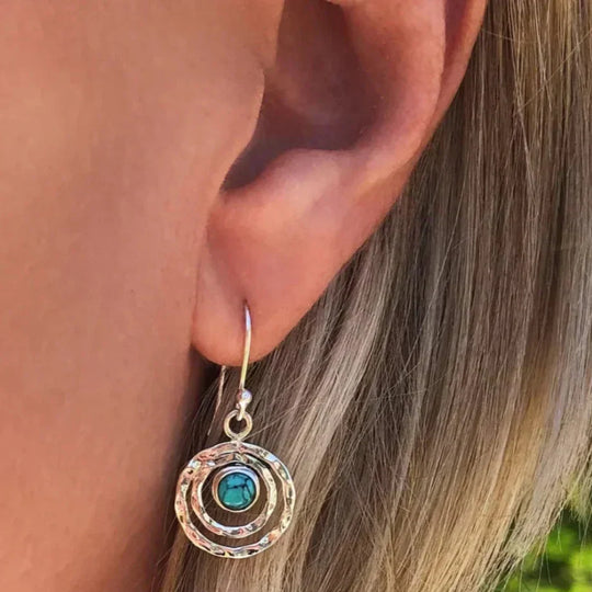 BettyRae - Boho Saturn Earrings: Turquoise & Gold
