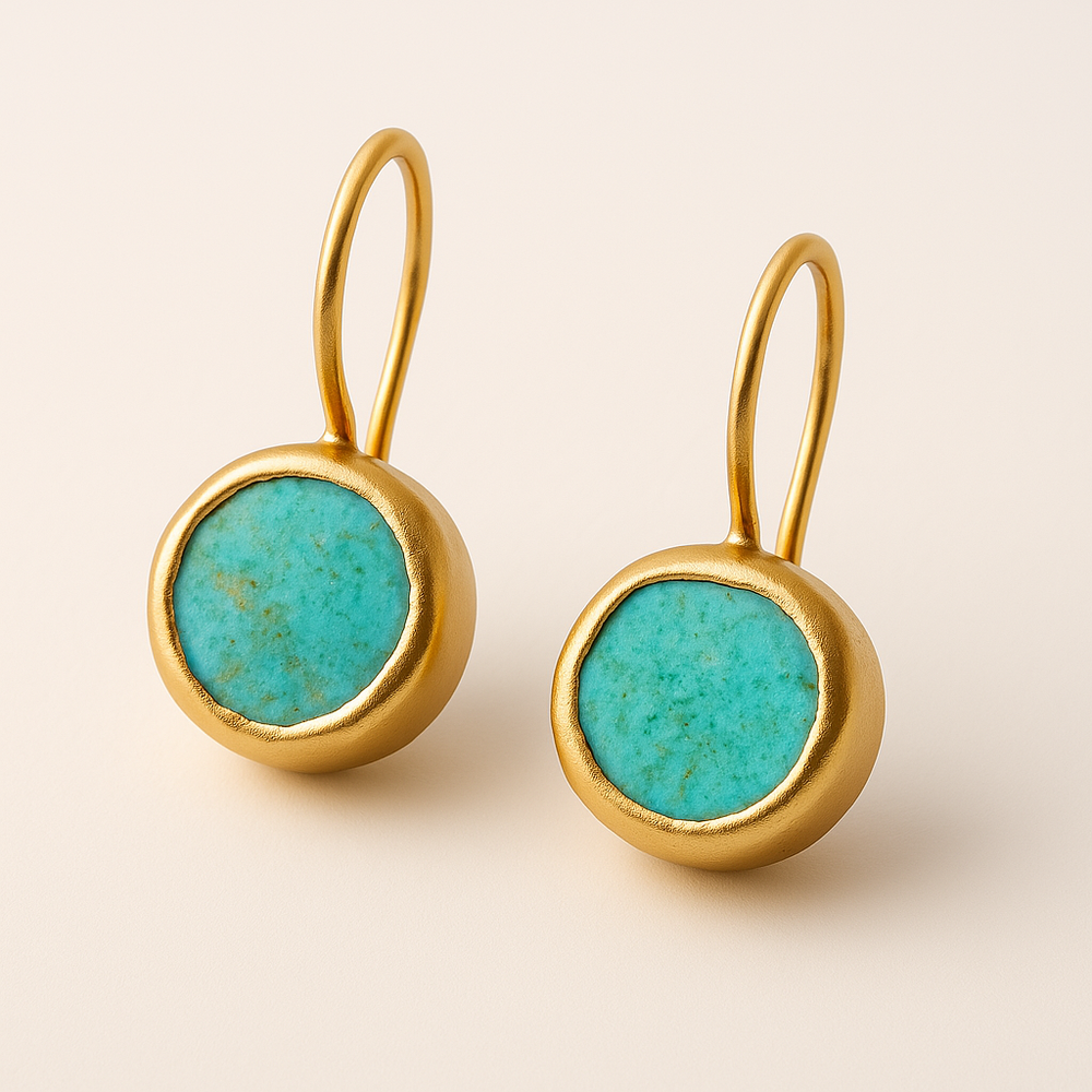 BettyRae™ - Gold Earrings with Turquoise Stone