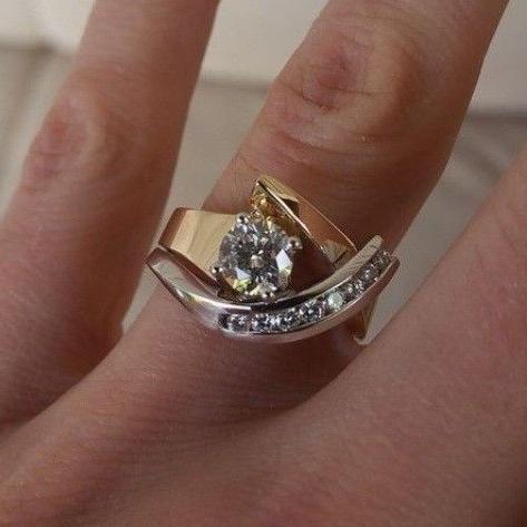 BettyRae - Irregular Vintage Ring with Diamonds