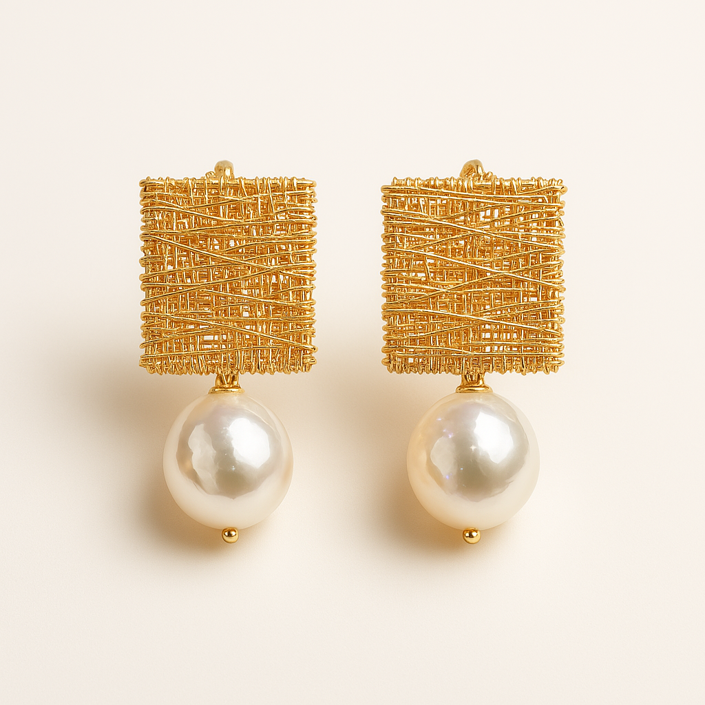 BettyRae™ - Vintage Golden Threads with Pearls Earrings