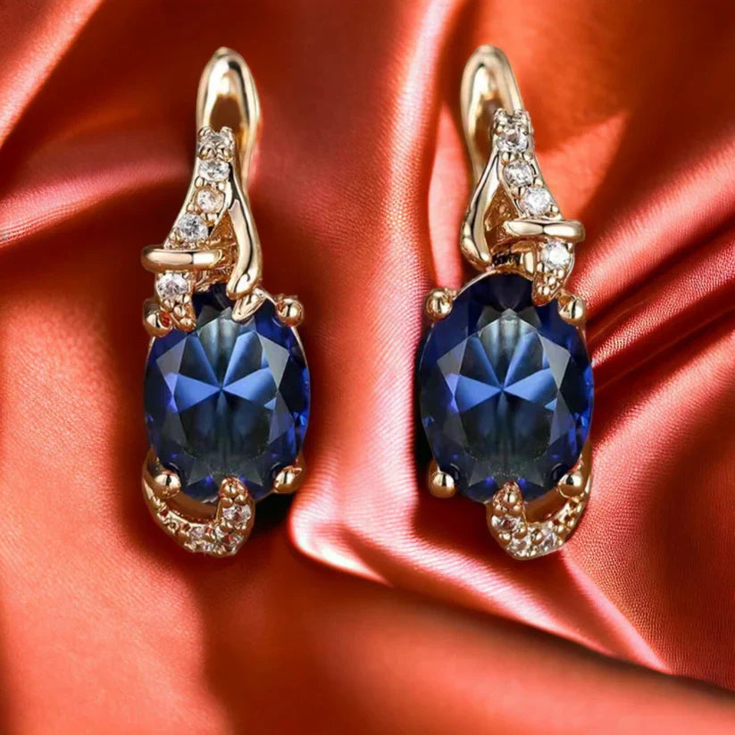 BettyRae - Royal Midnight Gold Drop Earrings