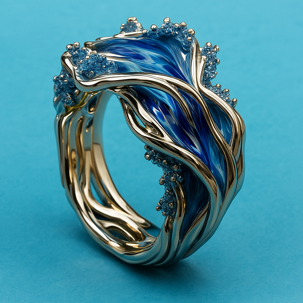 BettyRae - Vintage Golden Ocean Wavy Ring