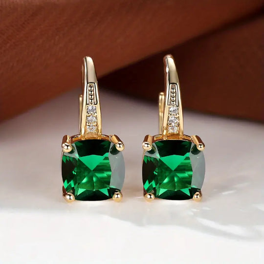 BettyRae - Mystic Sapphire Stone Hoop Gold Earrings