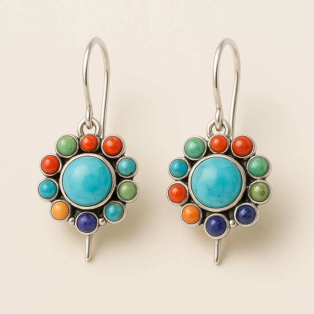 BettyRae - Multicoloured Turquoise Look Round Earrings