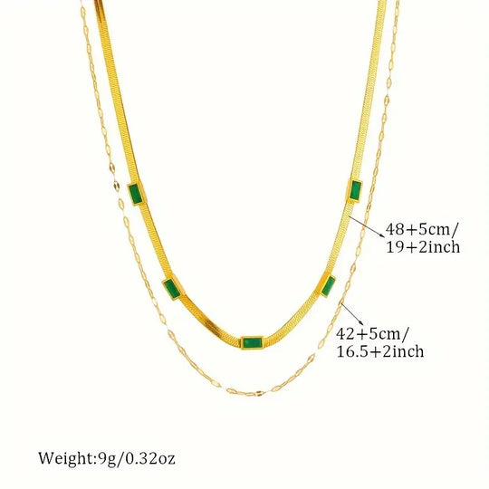 BettyRae - Gem Double-Layer Retro Gold Necklace