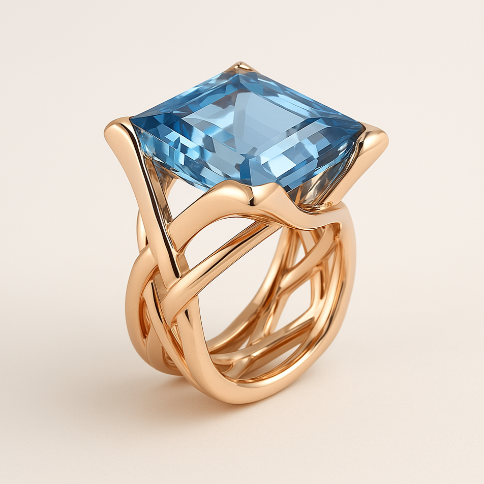 BettyRae™ - Vintage Rose Gold Blue Zirconia Ring