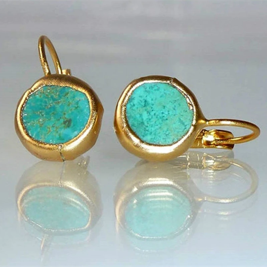BettyRae™ - Gold Earrings with Turquoise Stone
