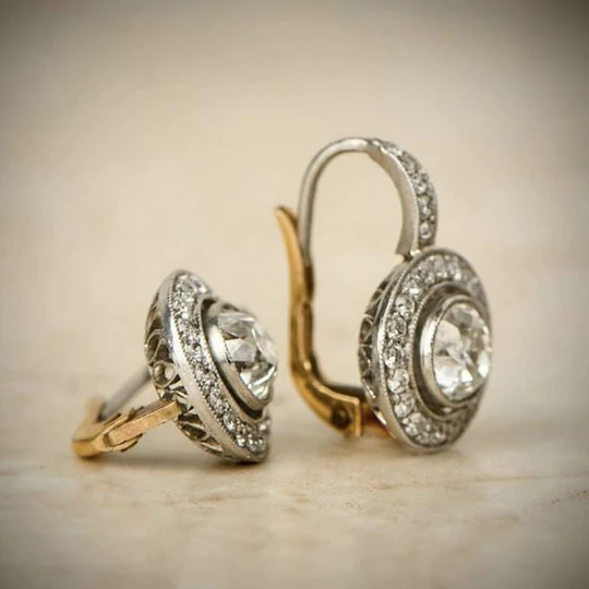 BettyRae - Vintage Gold & Silver Crystal Earrings
