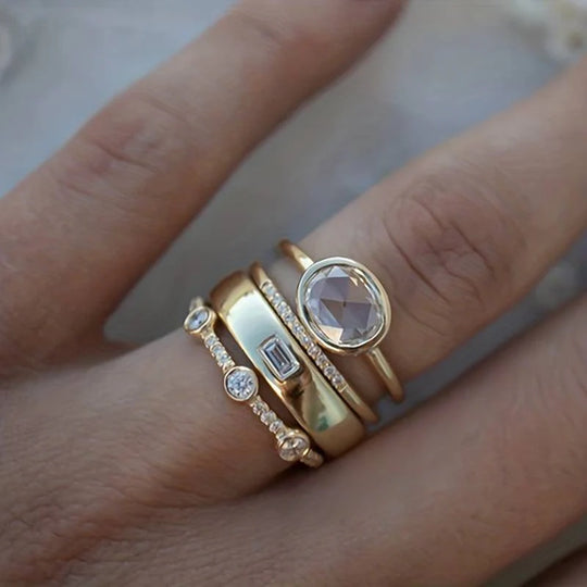 BettyRae - Gold & Zirconia Ring Set