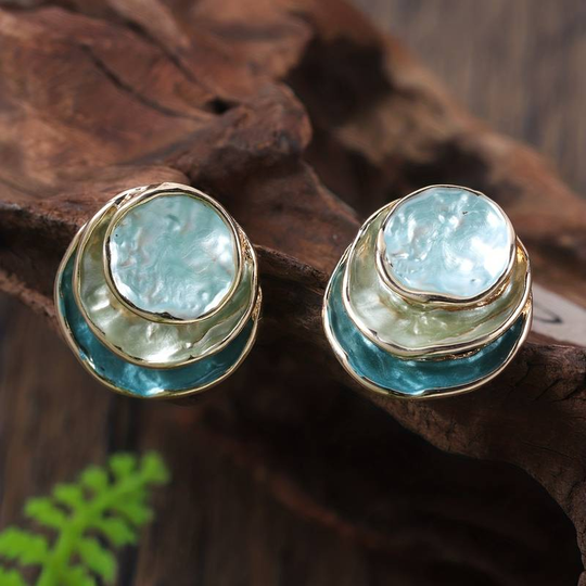 BettyRae - Ocean Hand-Painted Layered Hoop Earrings