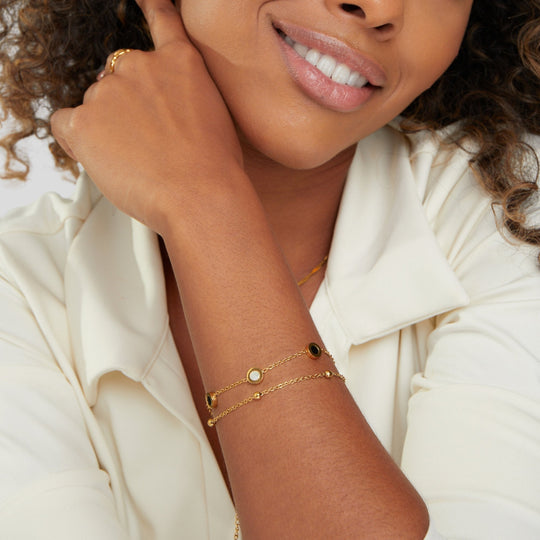 BettyRae - Onyx & White Stone Bracelet