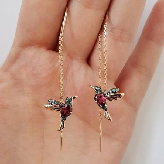 BettyRae™ - Hummingbird Enamel and Zirconia Earrings